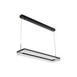 Modern Rectangular LED Dining Room Chandelier Black Pendant Light with Remote Control