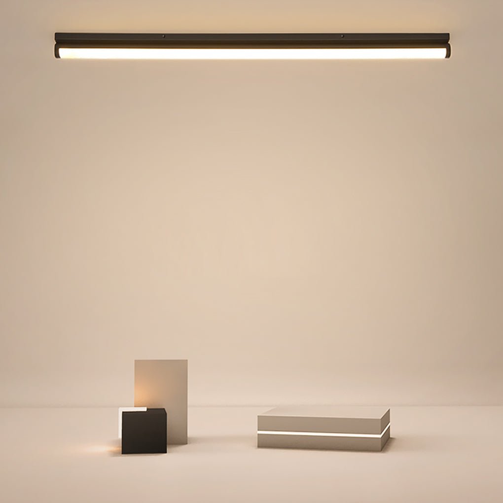 Modern Rectangular LED Flush Mount Ceiling Light Minimalist Linear Lighting in Black or White