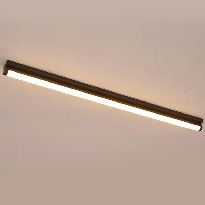 Modern Rectangular LED Flush Mount Ceiling Light Minimalist Linear Lighting in Black or White