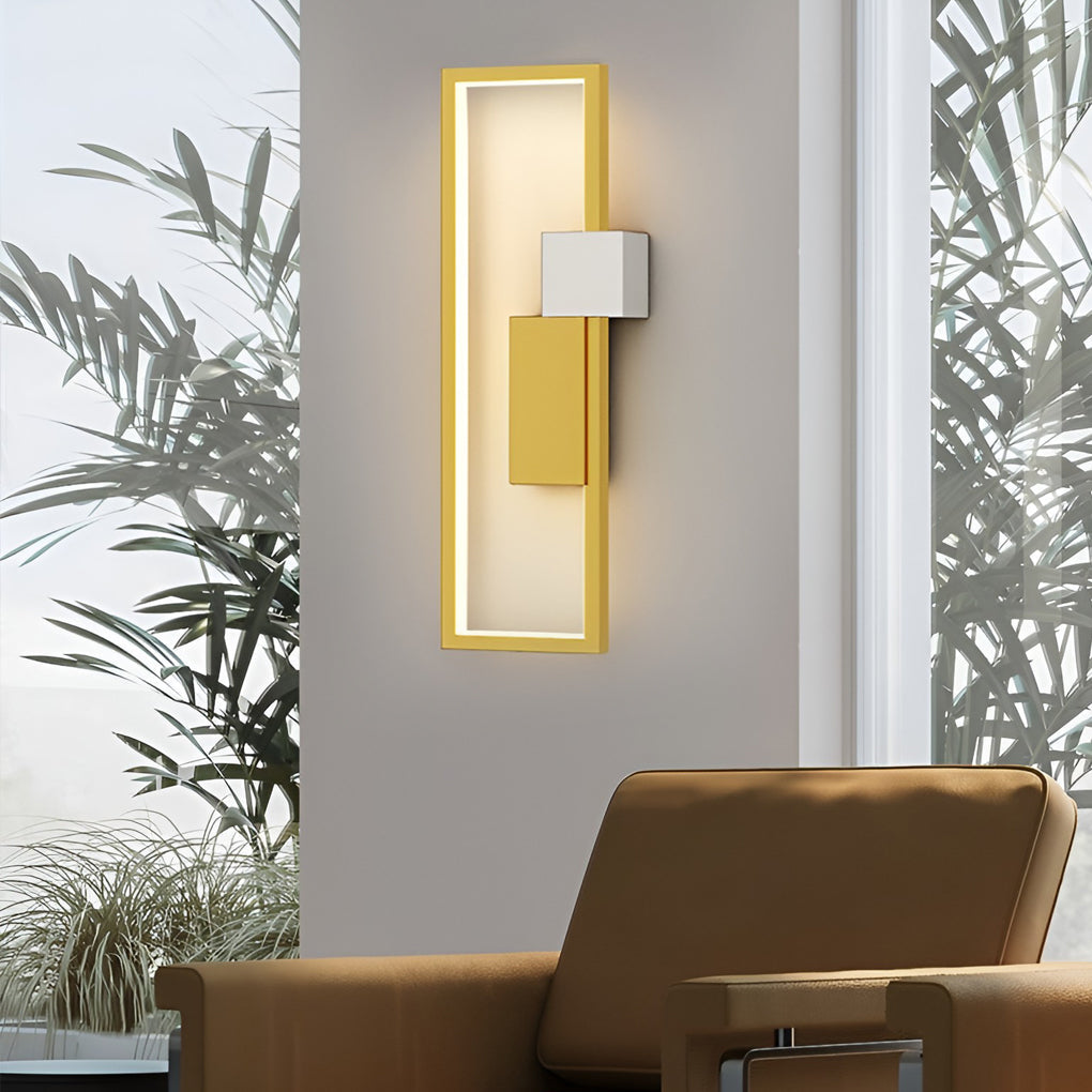 Modern Rectangular LED Indoor Wall Sconce Nordic Style Three Color Lighting Fixture