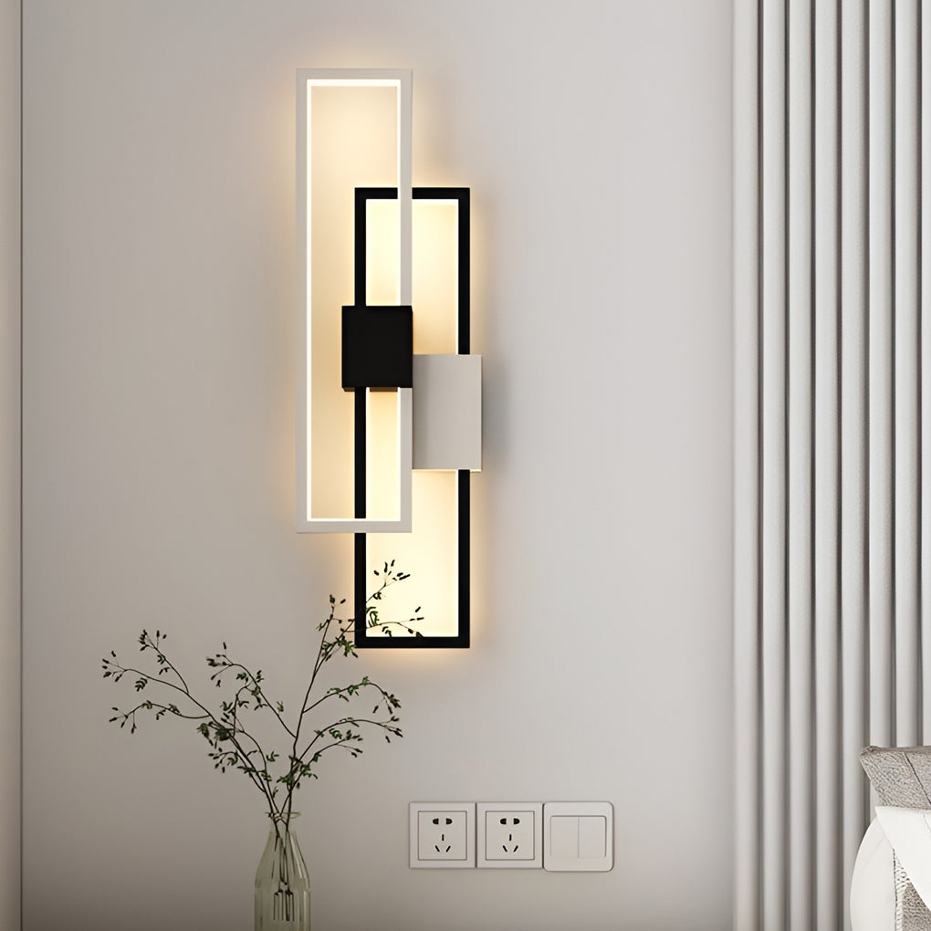 Modern Rectangular LED Indoor Wall Sconce Nordic Style Three Color Lighting Fixture