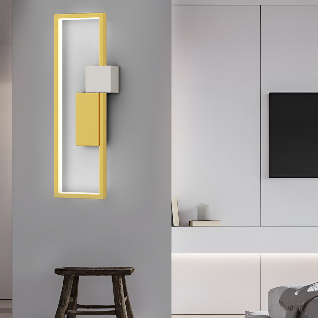 Modern Rectangular LED Indoor Wall Sconce Nordic Style Three Color Lighting Fixture