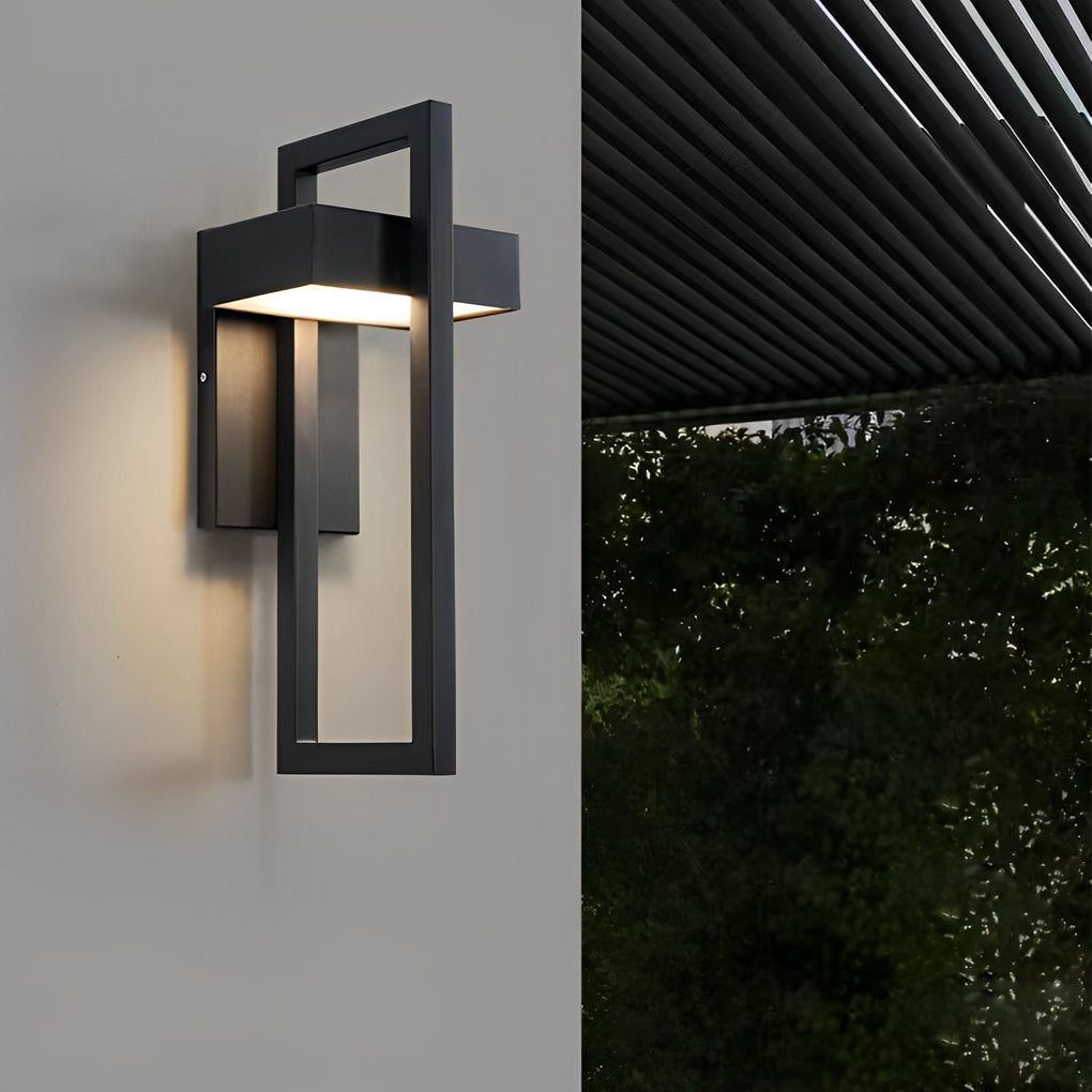 Modern Rectangular LED Outdoor Wall Lamp Waterproof Exterior Sconce in Matte Black Finish