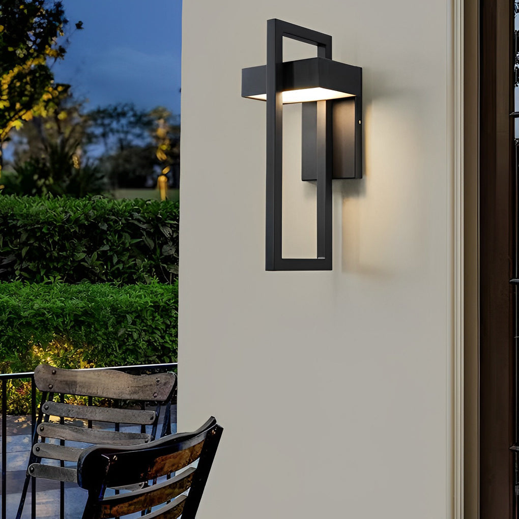 Modern Rectangular LED Outdoor Wall Lamp Waterproof Exterior Sconce in Matte Black Finish