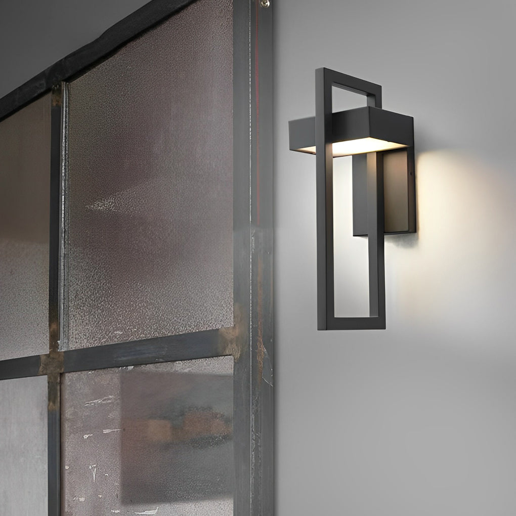 Modern Rectangular LED Outdoor Wall Lamp Waterproof Exterior Sconce in Matte Black Finish