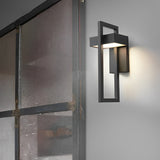 Modern Rectangular LED Outdoor Wall Lamp Waterproof Exterior Sconce in Matte Black Finish