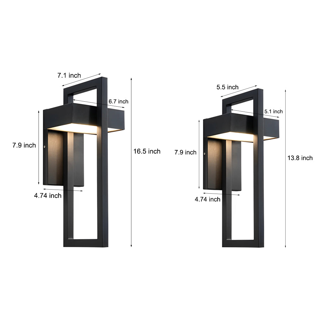 Modern Rectangular LED Outdoor Wall Lamp Waterproof Exterior Sconce in Matte Black Finish