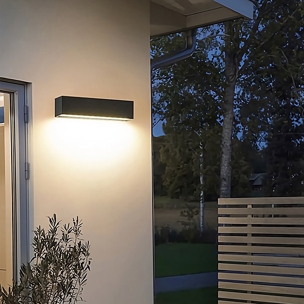 Modern Rectangular LED Outdoor Wall Sconce in Matte Black Waterproof Porch Light