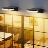 Modern Rectangular LED Outdoor Wall Sconce IP65 Waterproof Aluminum Exterior Porch Light in Black
