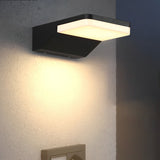 Modern Rectangular LED Outdoor Wall Sconce IP65 Waterproof Aluminum Exterior Porch Light in Black