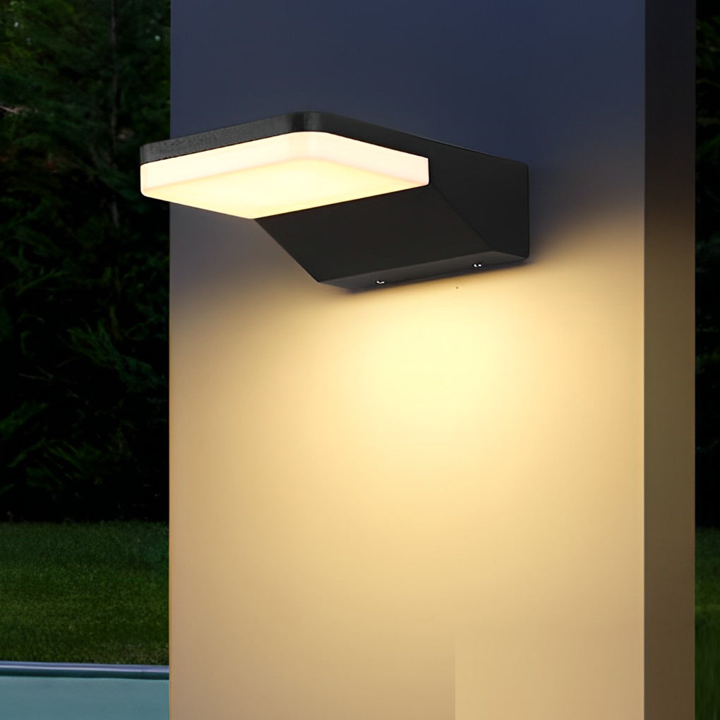 Modern Rectangular LED Outdoor Wall Sconce IP65 Waterproof Aluminum Exterior Porch Light in Black