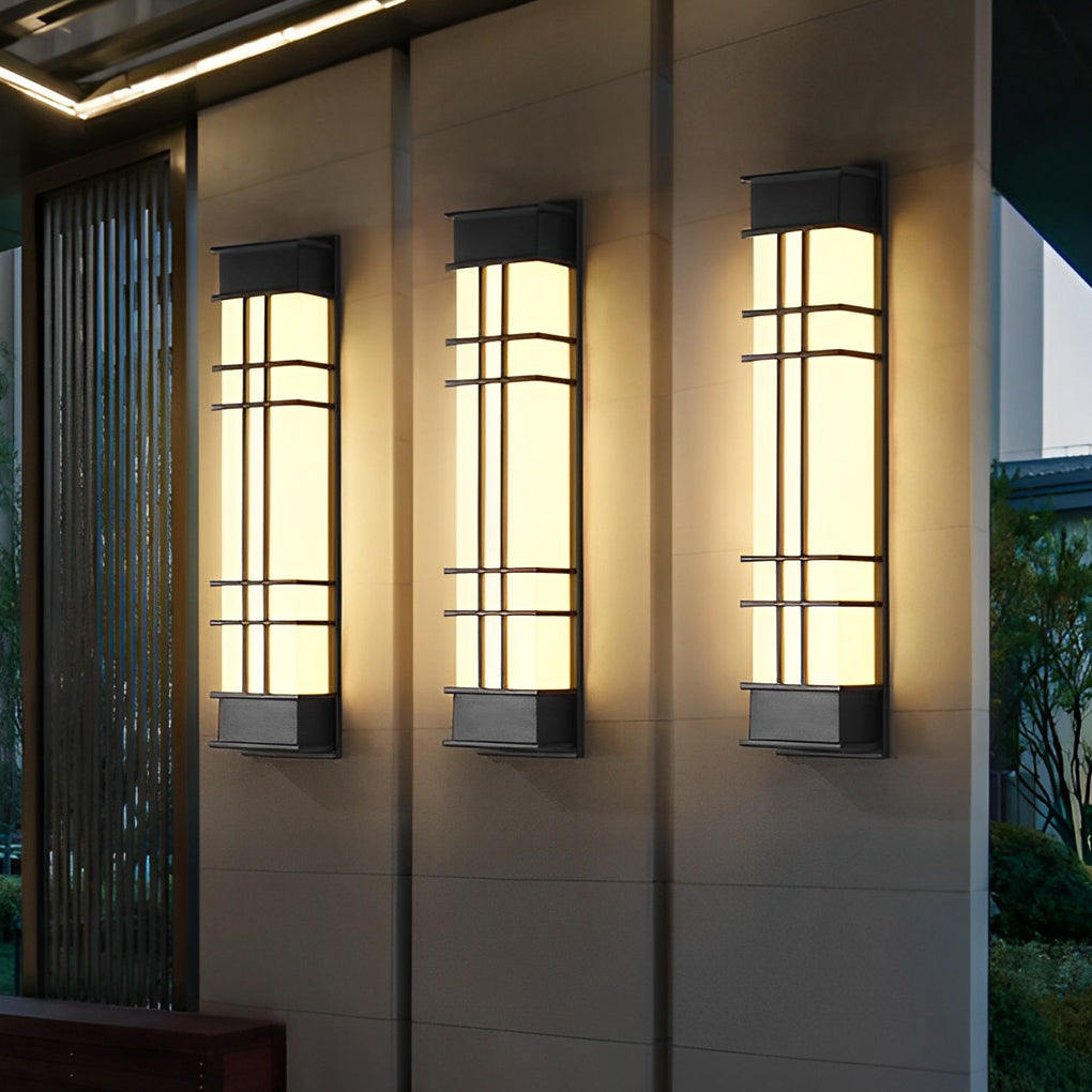 Modern Rectangular LED Outdoor Wall Sconce Waterproof Black Exterior Light Fixture for Yard and Villa