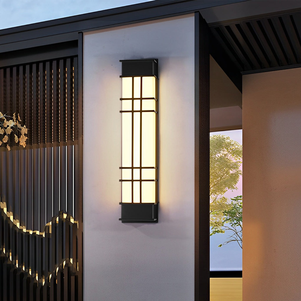 Modern Rectangular LED Outdoor Wall Sconce Waterproof Black Exterior Light Fixture for Yard and Villa
