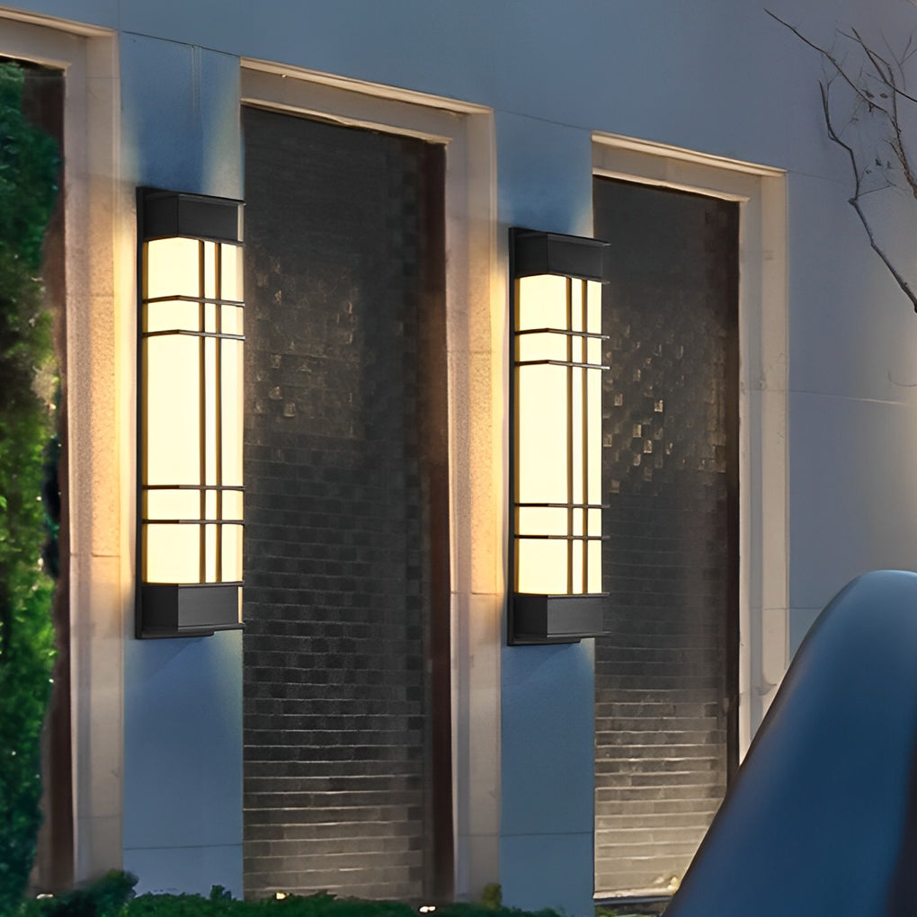 Modern Rectangular LED Outdoor Wall Sconce Waterproof Black Exterior Light Fixture for Yard and Villa