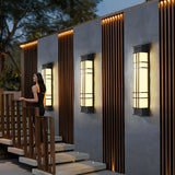 Modern Rectangular LED Outdoor Wall Sconce Waterproof Black Exterior Light Fixture for Yard and Villa