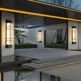 Modern Rectangular LED Outdoor Wall Sconce Waterproof Black Exterior Light Fixture for Yard and Villa