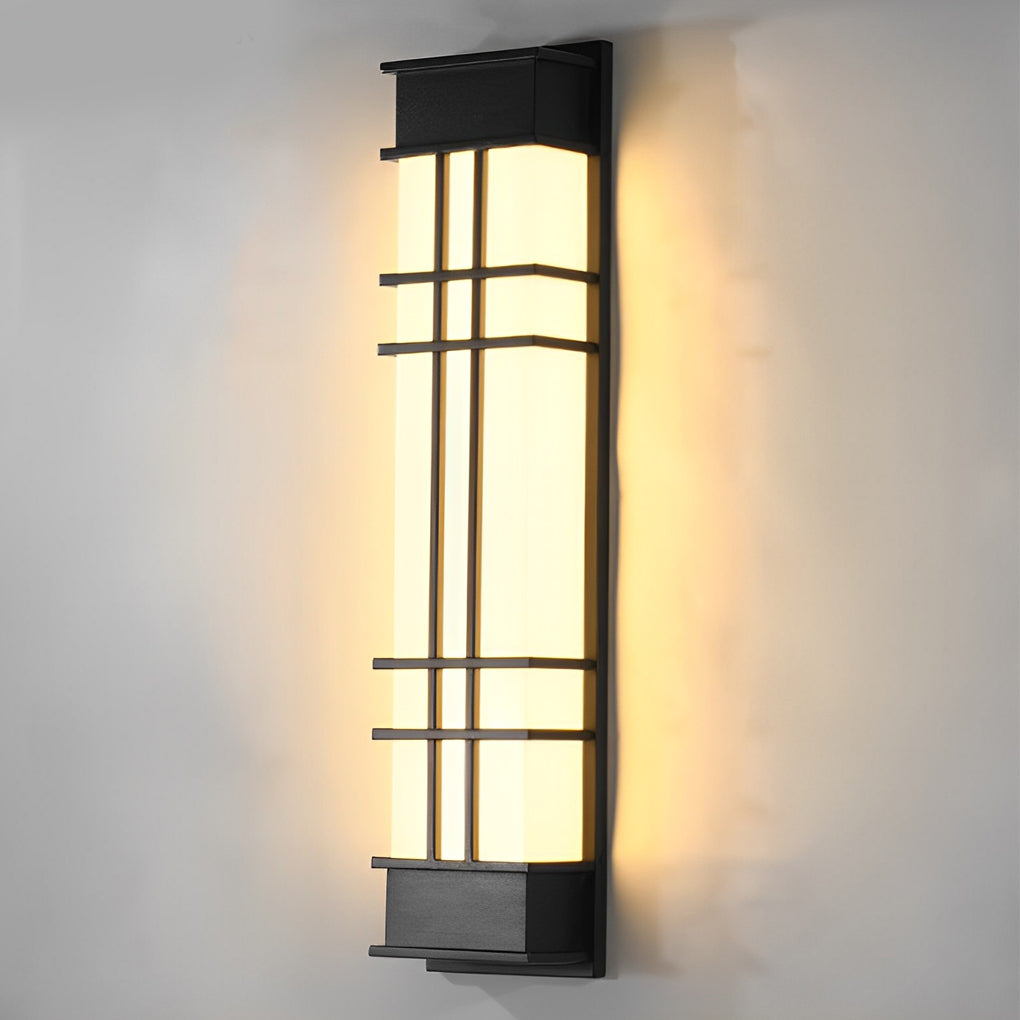 Modern Rectangular LED Outdoor Wall Sconce Waterproof Black Exterior Light Fixture for Yard and Villa