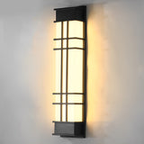 Modern Rectangular LED Outdoor Wall Sconce Waterproof Black Exterior Light Fixture for Yard and Villa