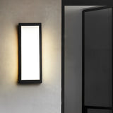 Modern Rectangular LED Outdoor Wall Sconce Waterproof Black Exterior Porch Light for Garden and Patio