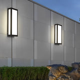 Modern Rectangular LED Outdoor Wall Sconce Waterproof Black Exterior Porch Light for Garden and Patio