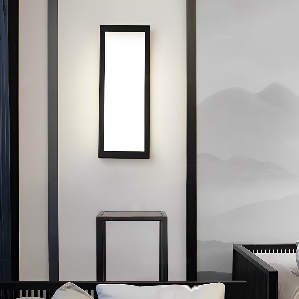 Modern Rectangular LED Outdoor Wall Sconce Waterproof Black Exterior Porch Light for Garden and Patio