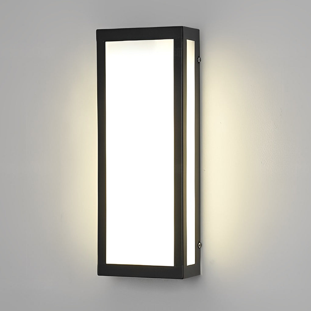 Modern Rectangular LED Outdoor Wall Sconce Waterproof Black Exterior Porch Light for Garden and Patio
