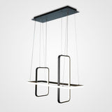 Modern Rectangular LED Pendant Light Fixture for Dining Room Black and Gold Finish