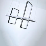 Modern Rectangular LED Pendant Light Fixture for Dining Room Black and Gold Finish
