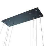 Modern Rectangular LED Pendant Light Fixture for Dining Room Black and Gold Finish