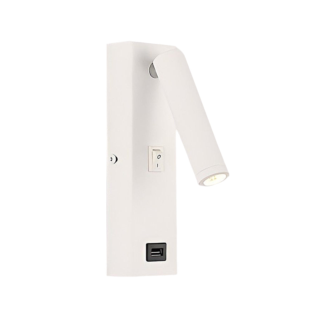 Modern Rectangular LED Wall Sconce with USB Charging Port and Manual Switch Bedside Reading Lamp