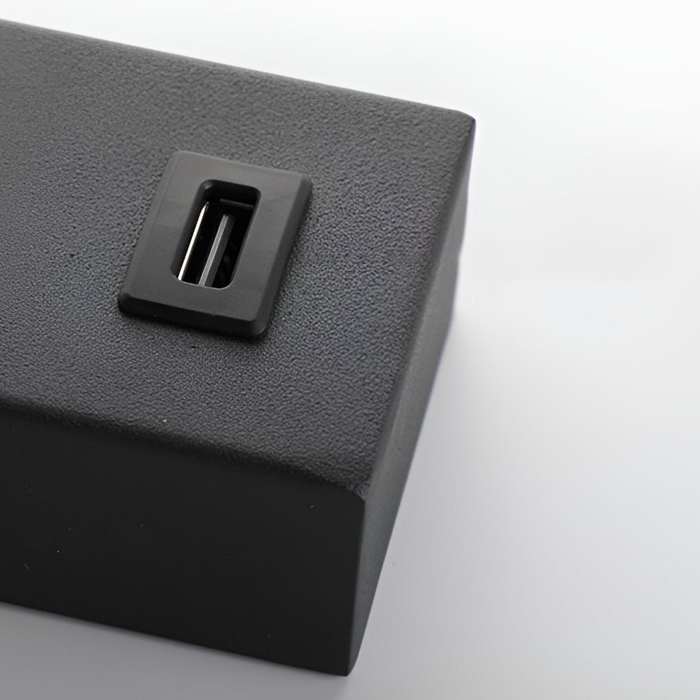Modern Rectangular LED Wall Sconce with USB Charging Port and Manual Switch Bedside Reading Lamp