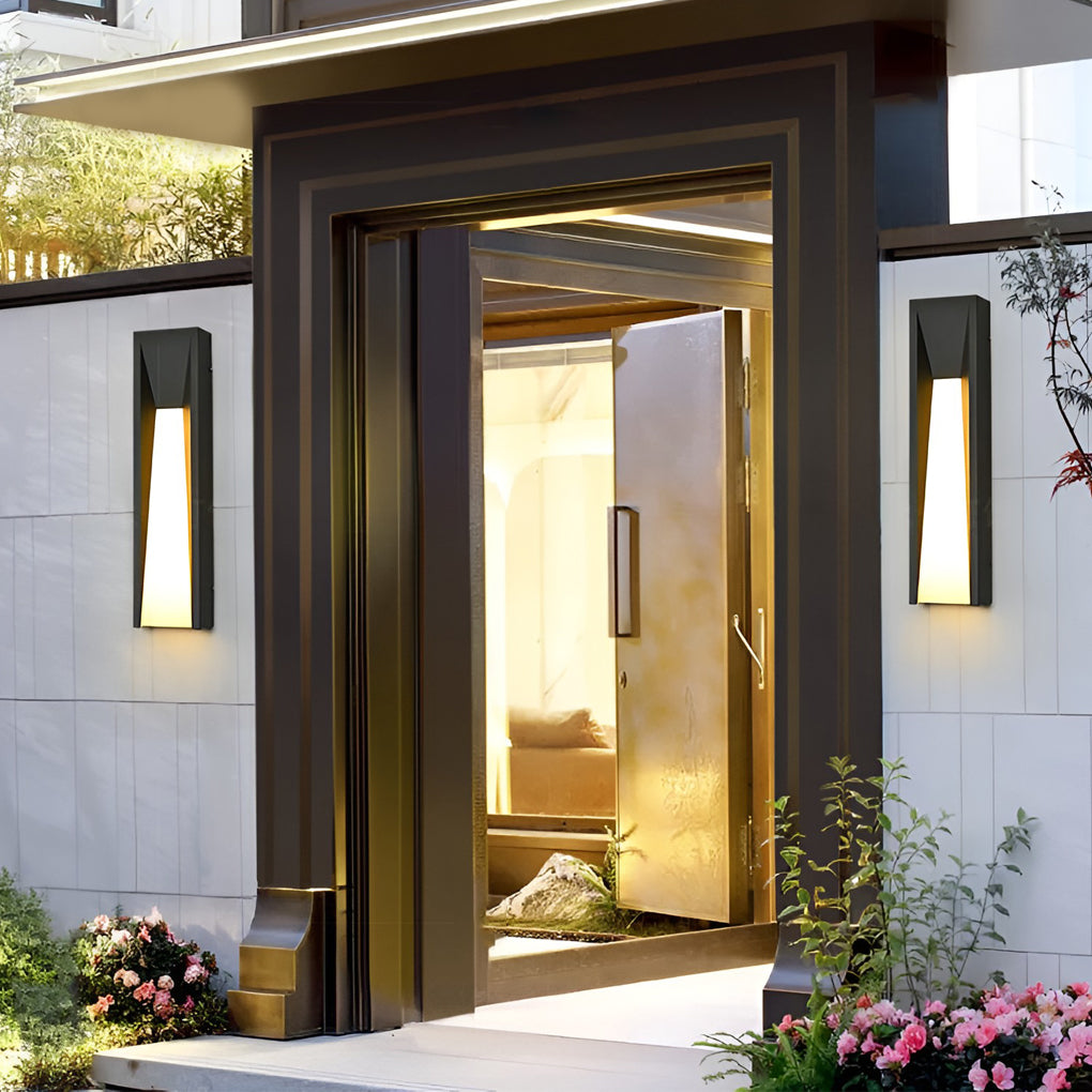 Modern Rectangular Outdoor LED Wall Sconce Waterproof 20W Stainless Steel Exterior Porch Lighting
