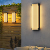 Modern Rectangular Outdoor LED Wall Sconce Waterproof Black Stainless Steel Exterior Light Fixture