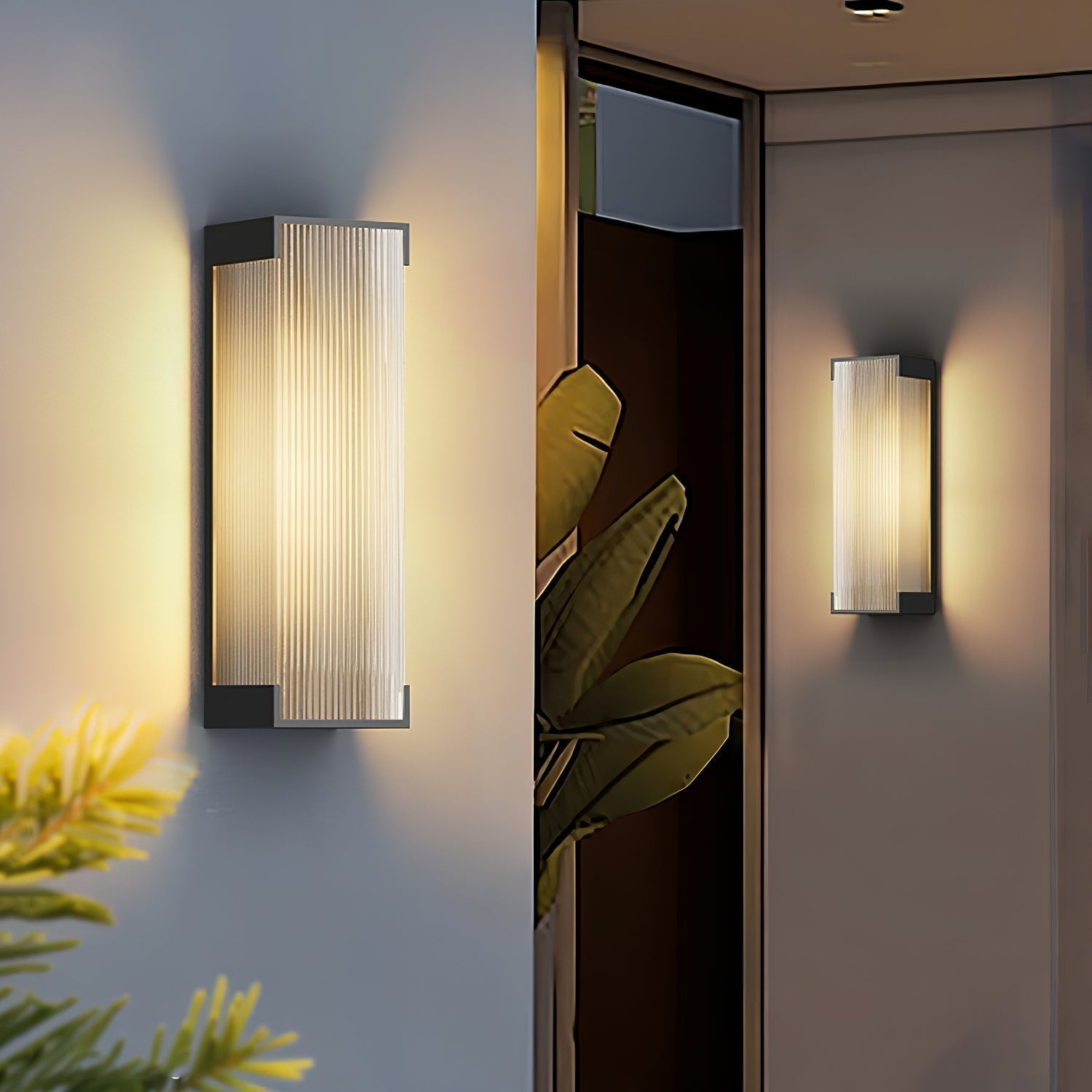 Modern Rectangular Outdoor LED Wall Sconce Waterproof Black Stainless Steel Exterior Light Fixture