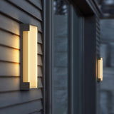 Modern Rectangular Outdoor LED Wall Sconce Waterproof Black Stainless Steel Exterior Light Fixture