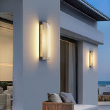 Modern Rectangular Outdoor LED Wall Sconce Waterproof Black Stainless Steel Exterior Light Fixture