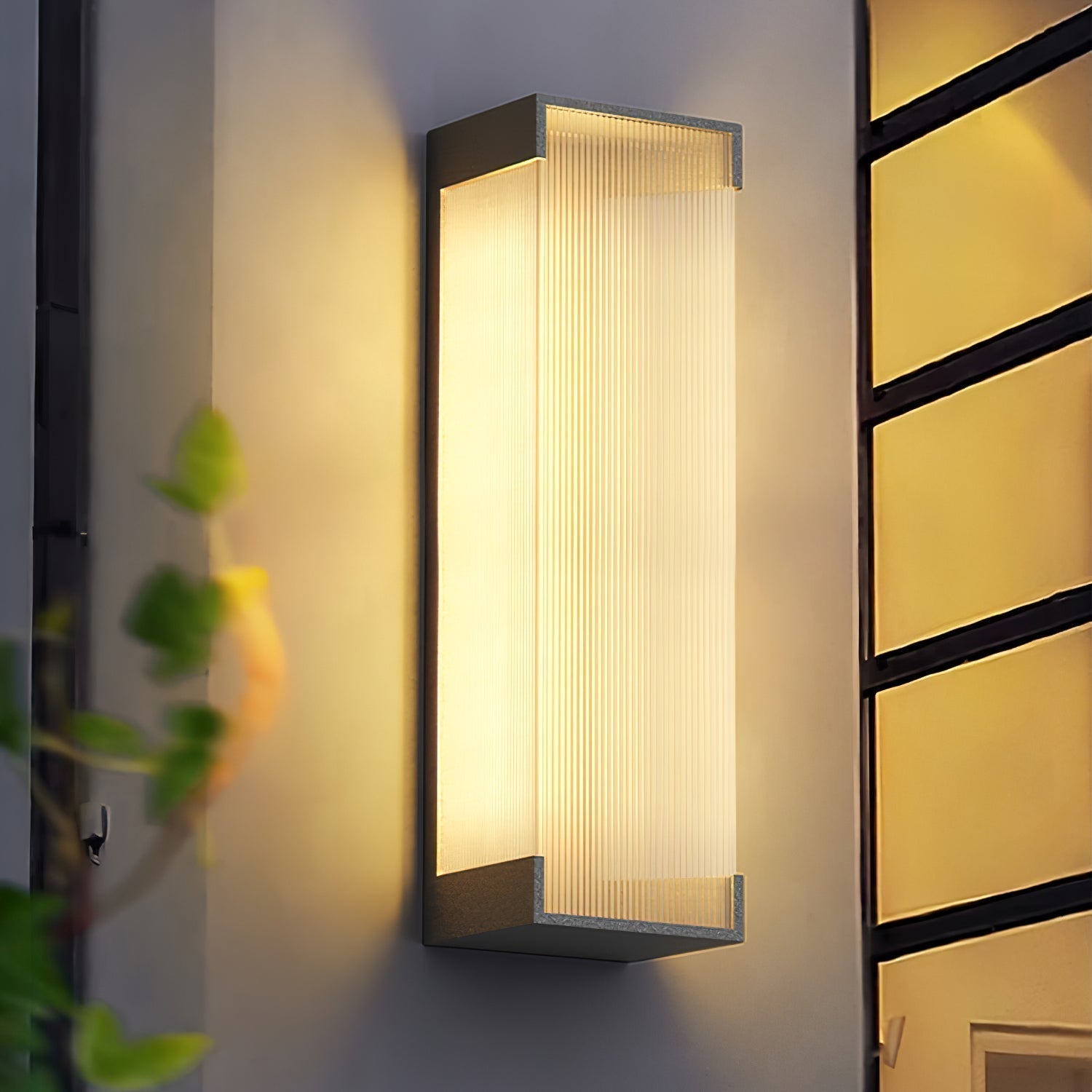 Modern Rectangular Outdoor LED Wall Sconce Waterproof Black Stainless Steel Exterior Light Fixture