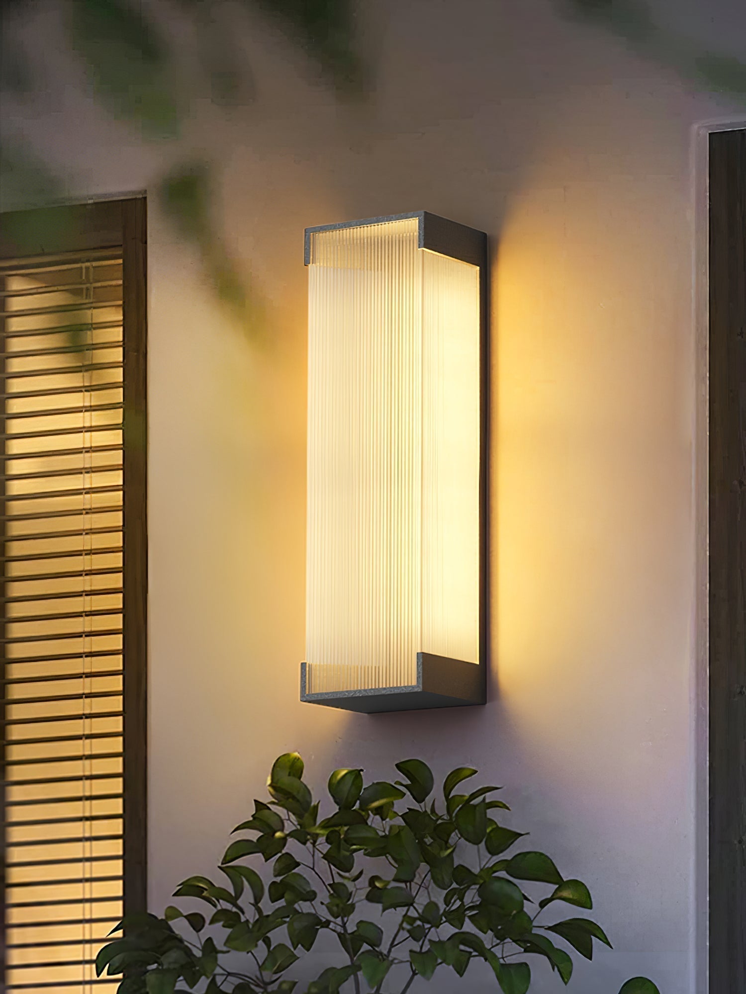 Modern Rectangular Outdoor LED Wall Sconce Waterproof Black Stainless Steel Exterior Light Fixture