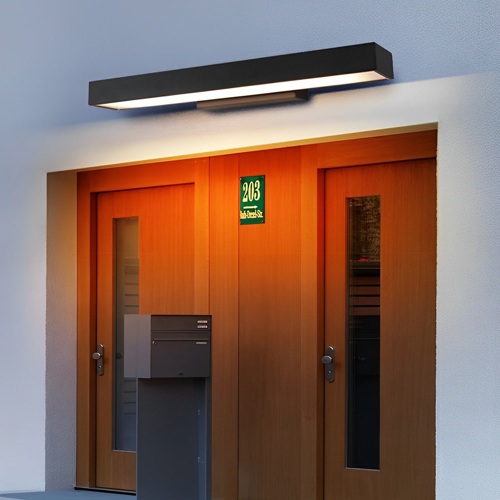 Modern Rectangular Outdoor LED Wall Sconce with Motion Sensor Waterproof IP65 Black Finish