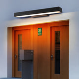 Modern Rectangular Outdoor LED Wall Sconce with Motion Sensor Waterproof IP65 Black Finish