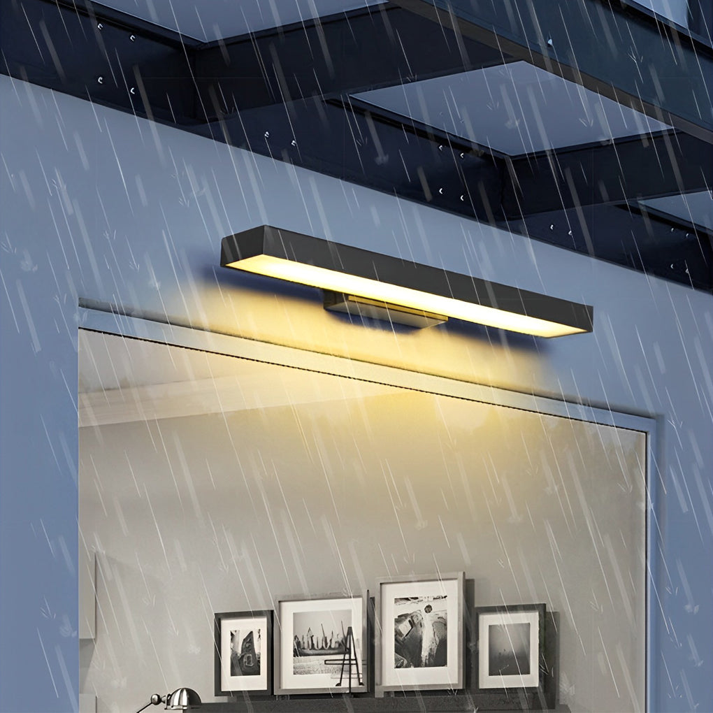 Modern Rectangular Outdoor LED Wall Sconce with Motion Sensor Waterproof IP65 Black Finish