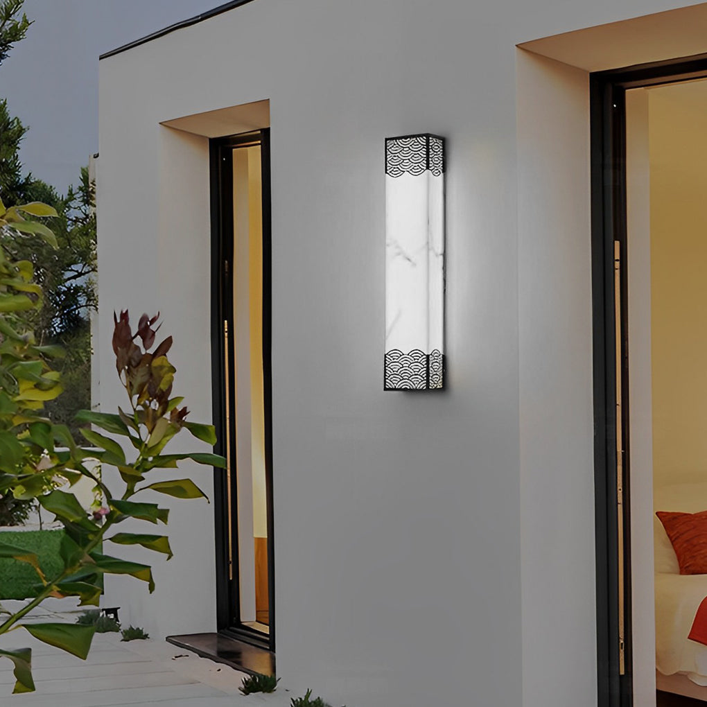 Modern Rectangular Resin LED Waterproof Outdoor Wall Sconce for Garden Porch and Patio Black Exterior Light