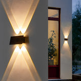Modern Rectangular Solar LED Wall Lamp Waterproof Outdoor Up and Down Lighting Sconce