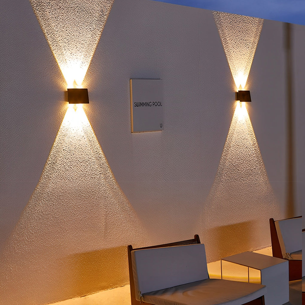 Modern Rectangular Solar LED Wall Lamp Waterproof Outdoor Up and Down Lighting Sconce