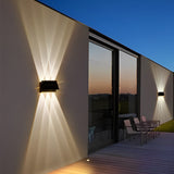 Modern Rectangular Solar LED Wall Sconce Waterproof Up and Down Outdoor Porch Light for Garden and Patio