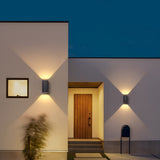 Modern Rectangular Solar Powered LED Outdoor Wall Sconce Waterproof Up and Down Exterior Porch Lighting