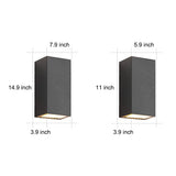 Modern Rectangular Solar Powered LED Outdoor Wall Sconce Waterproof Up and Down Exterior Porch Lighting
