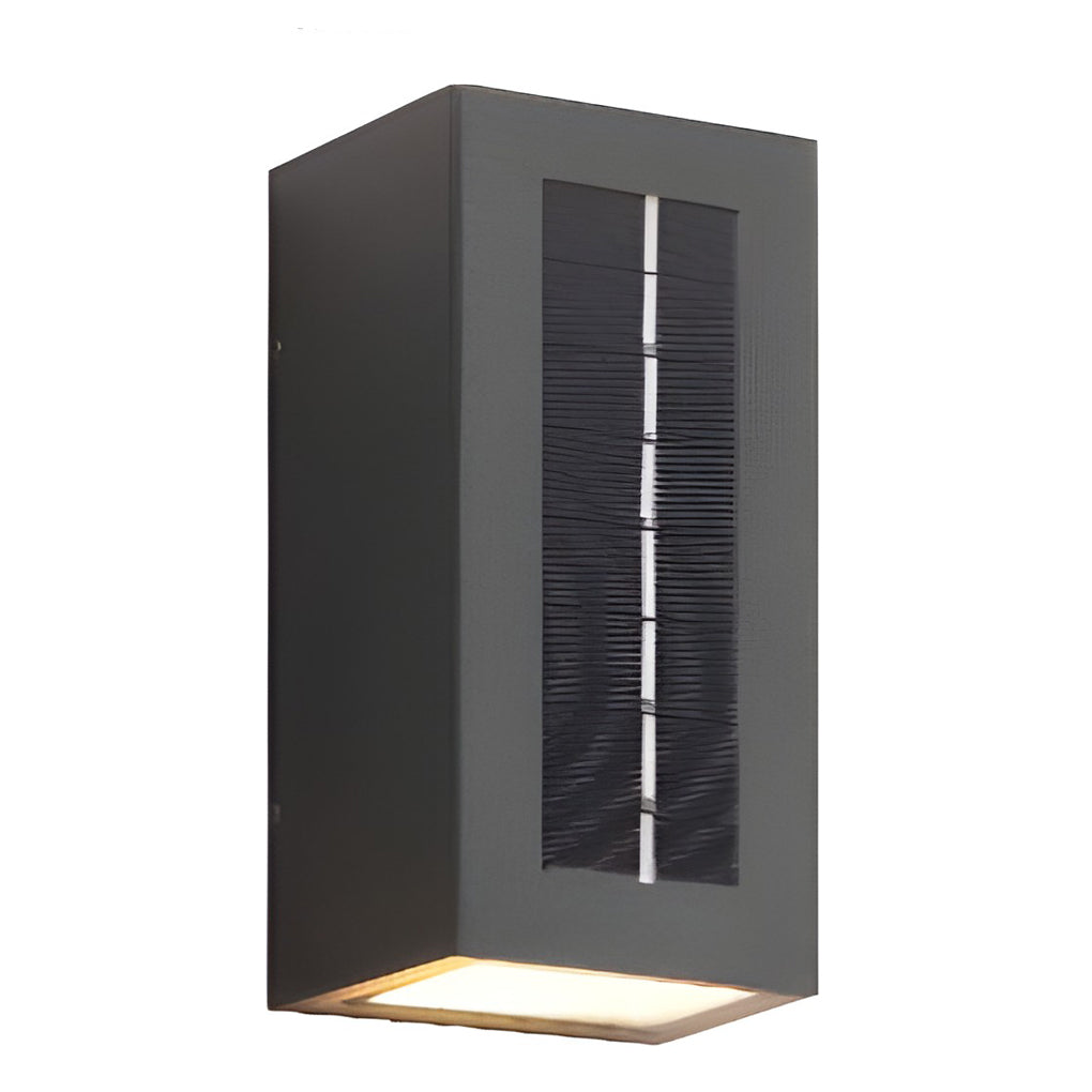 Modern Rectangular Solar Powered LED Outdoor Wall Sconce Waterproof Up and Down Exterior Porch Lighting