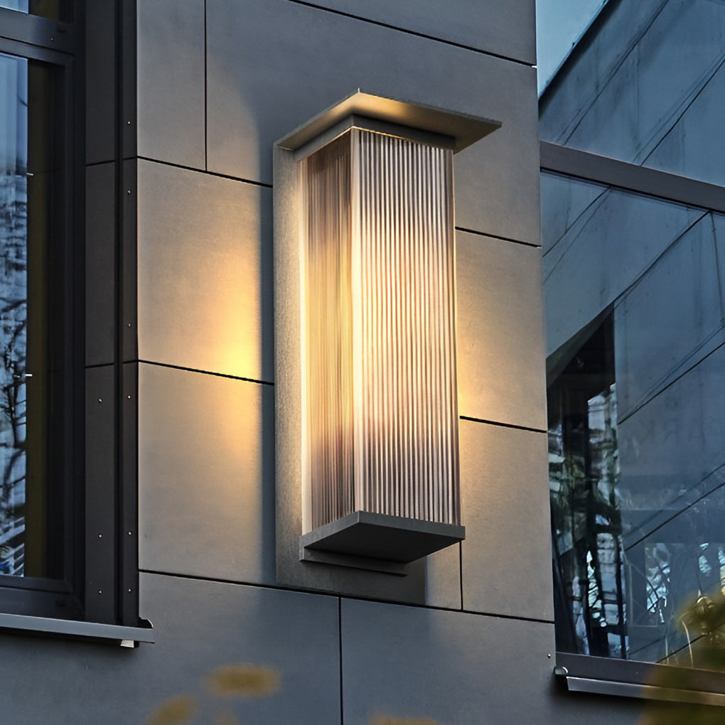 Modern Rectangular Waterproof LED Outdoor Solar Wall Sconce Light for Porch Garden and Villa