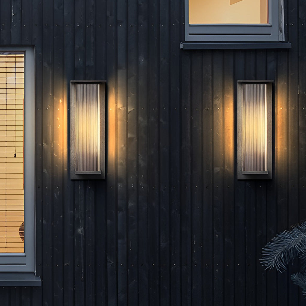 Modern Rectangular Waterproof LED Outdoor Solar Wall Sconce Light for Porch Garden and Villa
